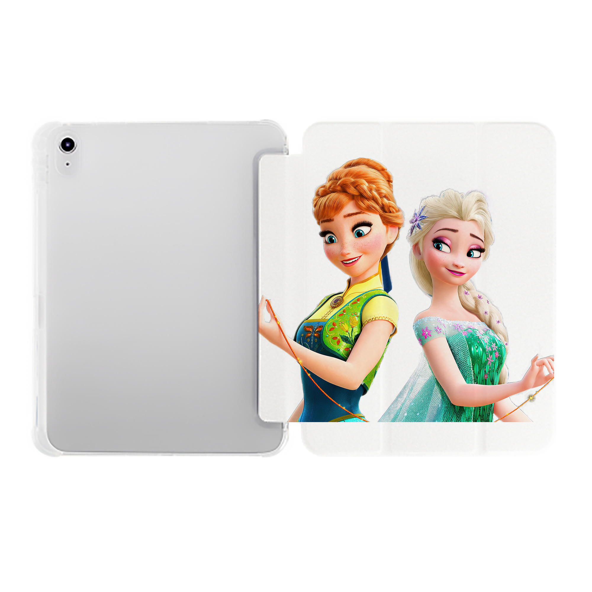（画像用） アナと雪の女王 アンナ エルサ Frozen Anna Elsa IPad ケース ペン収納付き 三つ折りスタンド PUレザー×シリコン 対応機種9.5/10.5/10.9インチ